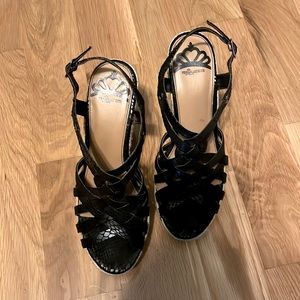 Fergie Black Leather Sandals